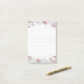 赤い果実と銀のモミPost-It®ノート、4" x 6" ポストイット (デスク上)