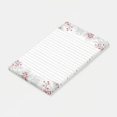 赤い果実と銀のモミPost-It®ノート、4" x 6" ポストイット (アングル)