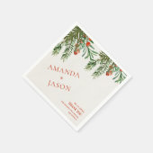 赤い果実と離れフェスティバルクリスマス結婚ズ スタンダードカクテルナプキン (角)