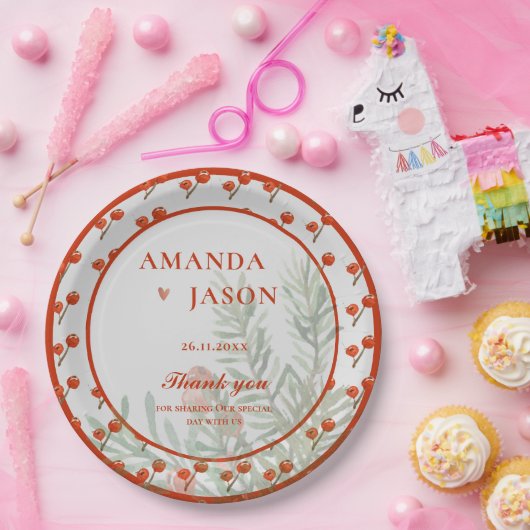 赤い果実と離れフェスティバルクリスマス結婚ズ ペーパープレート (パーティー)