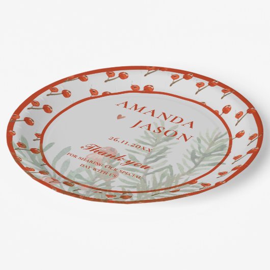 赤い果実と離れフェスティバルクリスマス結婚ズ ペーパープレート (アングル)