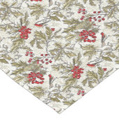 赤い果実と鳥の付いた緑の柊 ショートテーブルランナー (コーナー)