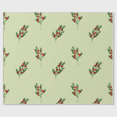 赤い果実のクリスマスと水色ミスタントー ラッピングペーパー (フラット)