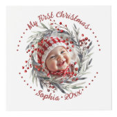 赤い果実のフォトキューブを持つクリスマスリース フォトキューブ (正面)