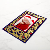 赤い果実の写真とクリスマスホリ縁どー 箔シーズンカード (回転した状態)