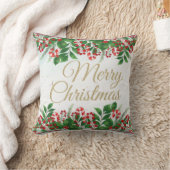 赤い果実の可愛いクリスマスリースフローラ クッション (ブランケット)