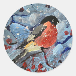 赤い果実の枝にブルフィンチ、それはスヌーイ ラウンドシール