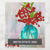 赤い果実の水の色のアートワインラベル ワインラベル (シングルラベル)