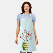 赤い果実の水の色クリスマス エプロン (着用した状態)