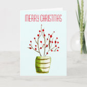 赤い果実の水の色クリスマス カード (正面)