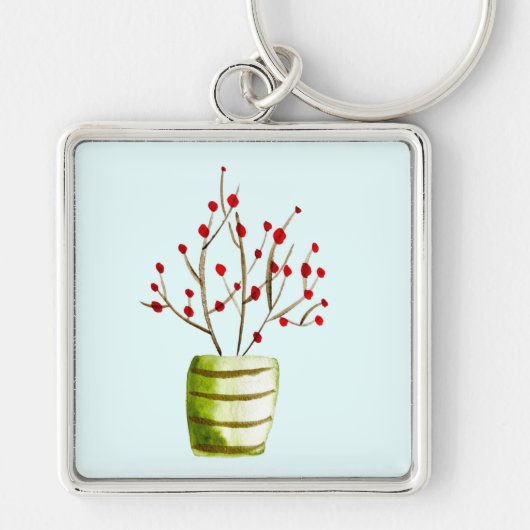 赤い果実の水の色クリスマス キーホルダー (正面)