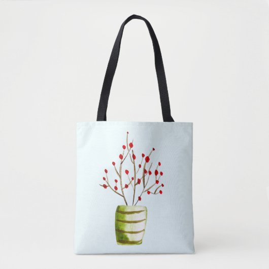 赤い果実の水の色クリスマス トートバッグ (正面)