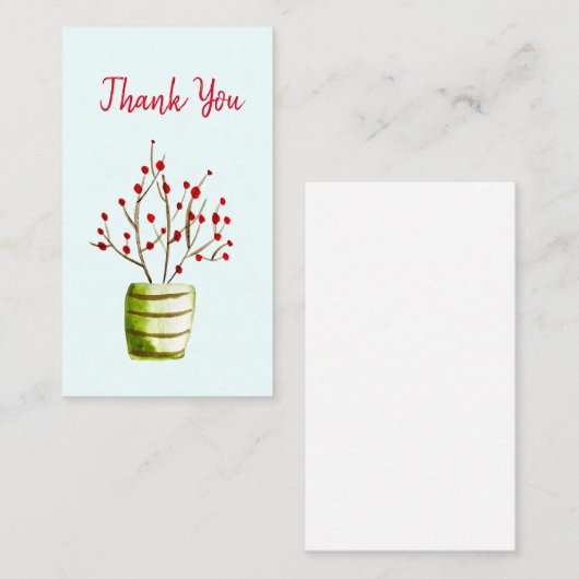 赤い果実の水の色クリスマス ノートカード (正面/裏面)