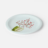 赤い果実の水の色クリスマス ペーパープレート (アングル)