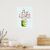 赤い果実の水の色クリスマス ポスター (キッチン)