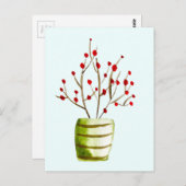 赤い果実の水の色クリスマス ポストカード (正面/裏面)