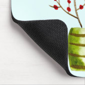 赤い果実の水の色クリスマス マウスパッド (コーナー)