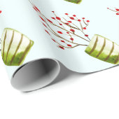 赤い果実の水の色クリスマス ラッピングペーパー (ロールコーナー)