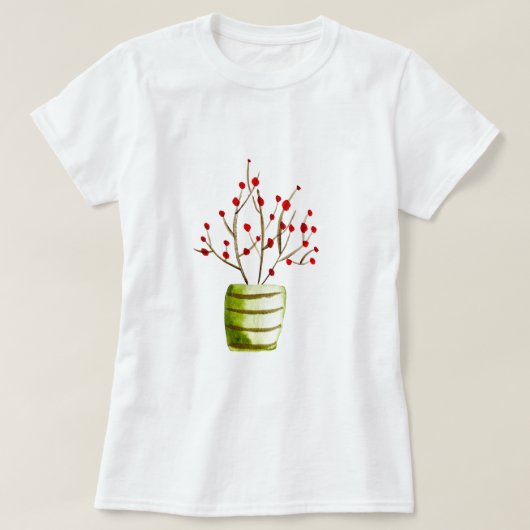 赤い果実の水の色クリスマス Tシャツ (デザイン正面)