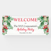 赤い果実の白い花の休日のパーティの歓迎 横断幕 (横)