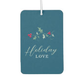 赤い果実の緑のホリーブルーのクリスマスの愛の写真 カーエアーフレッシュナー (正面)