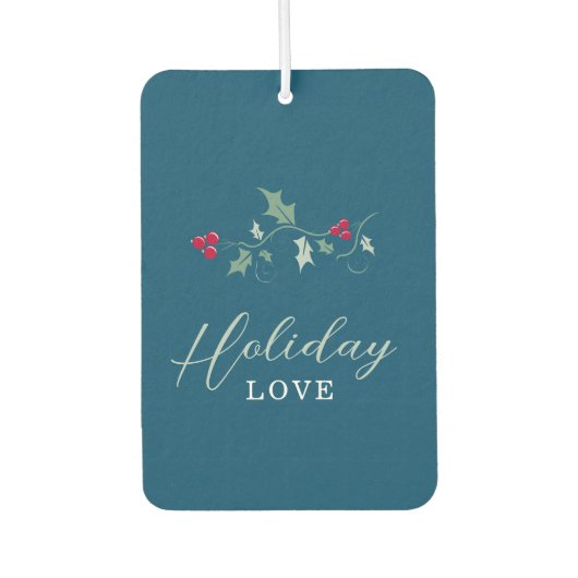 赤い果実の緑のホリーブルーのクリスマスの愛の写真 カーエアーフレッシュナー (正面)