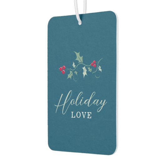 赤い果実の緑のホリーブルーのクリスマスの愛の写真 カーエアーフレッシュナー (左)