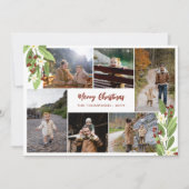 赤い果実の緑の写真コラージュメリークリスマス シーズンカード (正面)