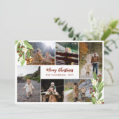 赤い果実の緑の写真コラージュメリークリスマス シーズンカード (スタンド正面)