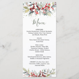 赤い果実の緑の葉結婚のメニュー メニュー