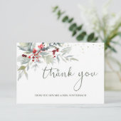 赤い果実の緑結婚の葉ありがとう サンキューカード (スタンド正面)