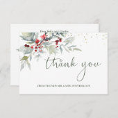 赤い果実の緑結婚の葉ありがとう サンキューカード (正面/裏面)