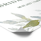 赤い果実の葉ブライダルシャワー標識 ポスター (角)