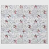 赤い果実の雪のシ葉ーン、冬 ラッピングペーパー (フラット)