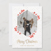 赤い果実の雪の書道写真メリークリスマス シーズンカード (正面)