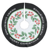 赤い果実を使ったメリークリスマスリース ブラッシュドポリエステルツリースカート (正面)