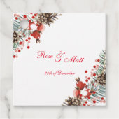 赤い果実を持つクリスマスメッセージカード フェイバータグ (正面)