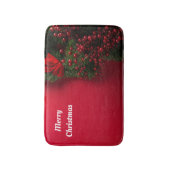 赤い果実を持つクリスマスリース バスマット (正面縦)