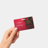 赤い果実を持つクリスマスリース バッジ (手持ち)