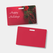 赤い果実を持つクリスマスリース バッジ (正面＆裏面)