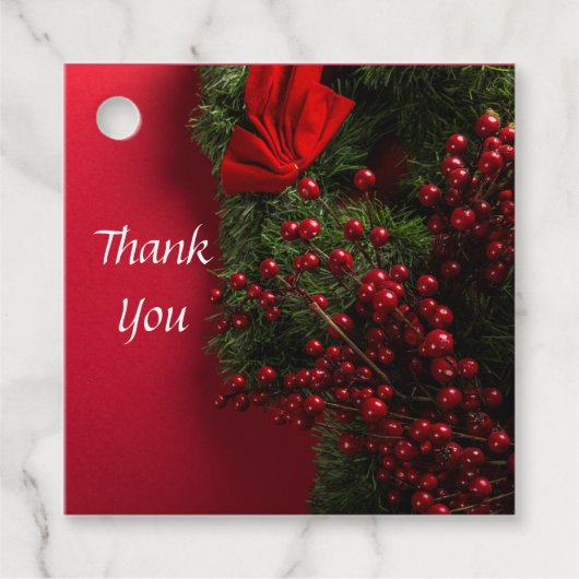 赤い果実を持つクリスマスリース フェイバータグ (正面)