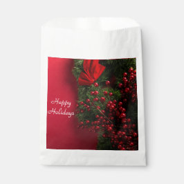 赤い果実を持つクリスマスリース フェイバーバッグ