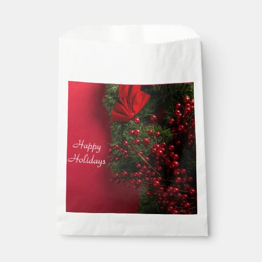 赤い果実を持つクリスマスリース フェイバーバッグ (正面)