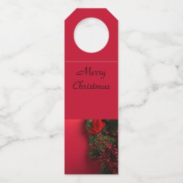 赤い果実を持つクリスマスリース ボトルネックタグ