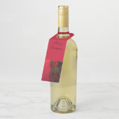 赤い果実を持つクリスマスリース ボトルネックタグ (アングル)