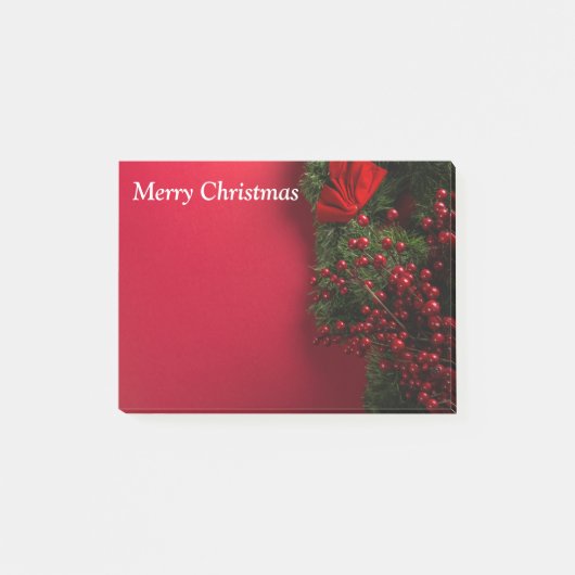 赤い果実を持つクリスマスリース ポストイット (正面)