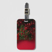 赤い果実を持つクリスマスリース ラゲッジタグ (正面縦)