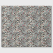 赤い果実を持つ枝に座っている鳥の束 ラッピングペーパー (フラット)