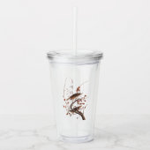 赤い果実を持つHermit Thrush Audubon Bird アクリルタンブラー (正面)