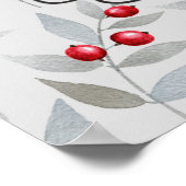 赤い果実グレー葉の勇気付けられる語 ポスター (角)